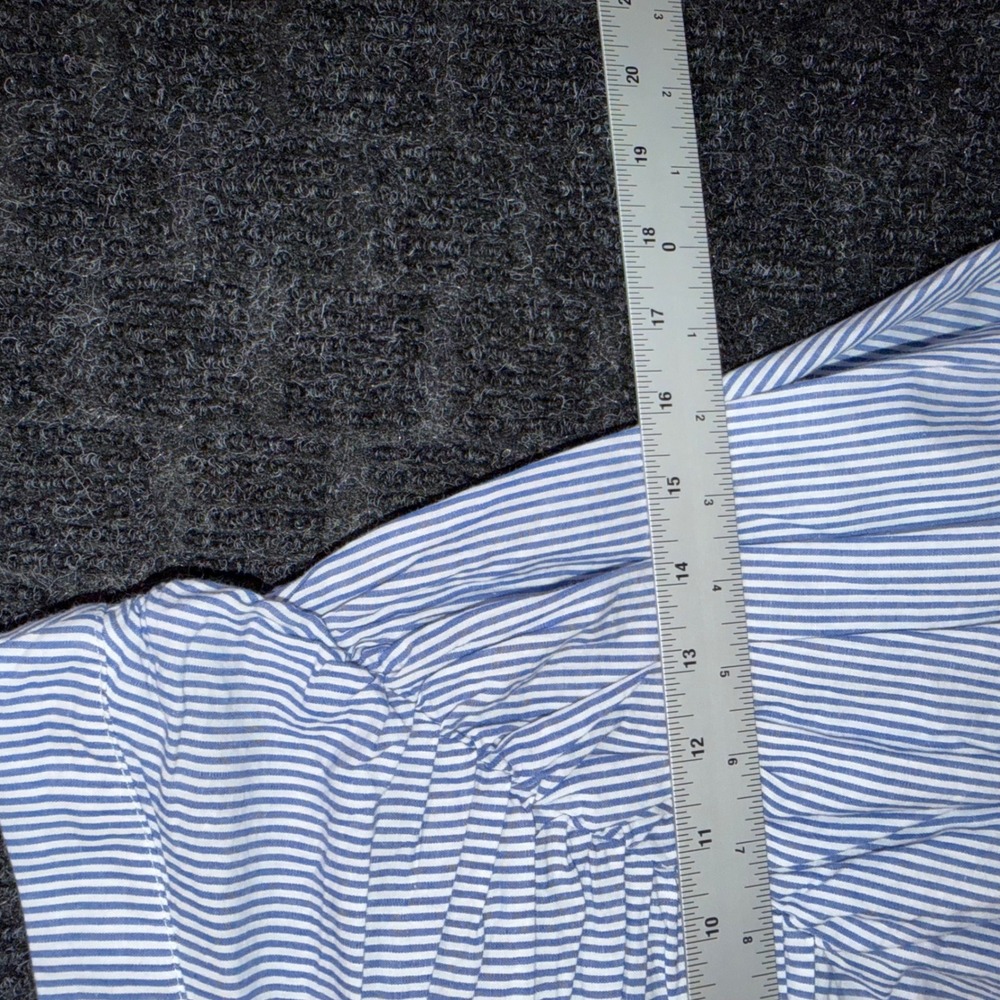 Blue White Striped Ruched Asymmetrical Midi Skirt Lagenlook Euro style M - Picture 5 of 10